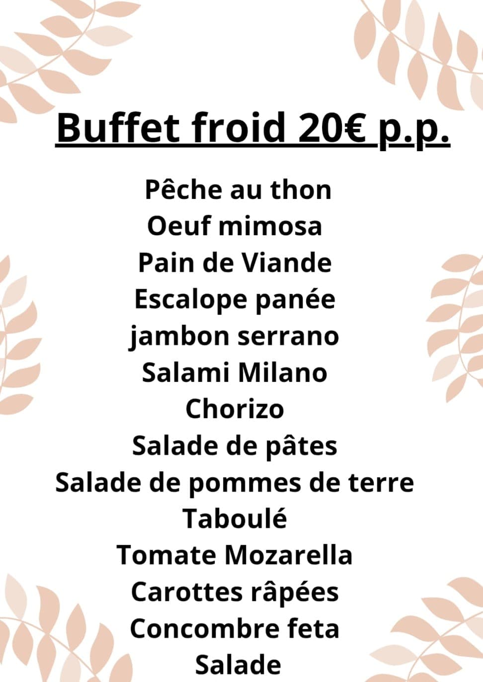 Buffet froid de fête de famille