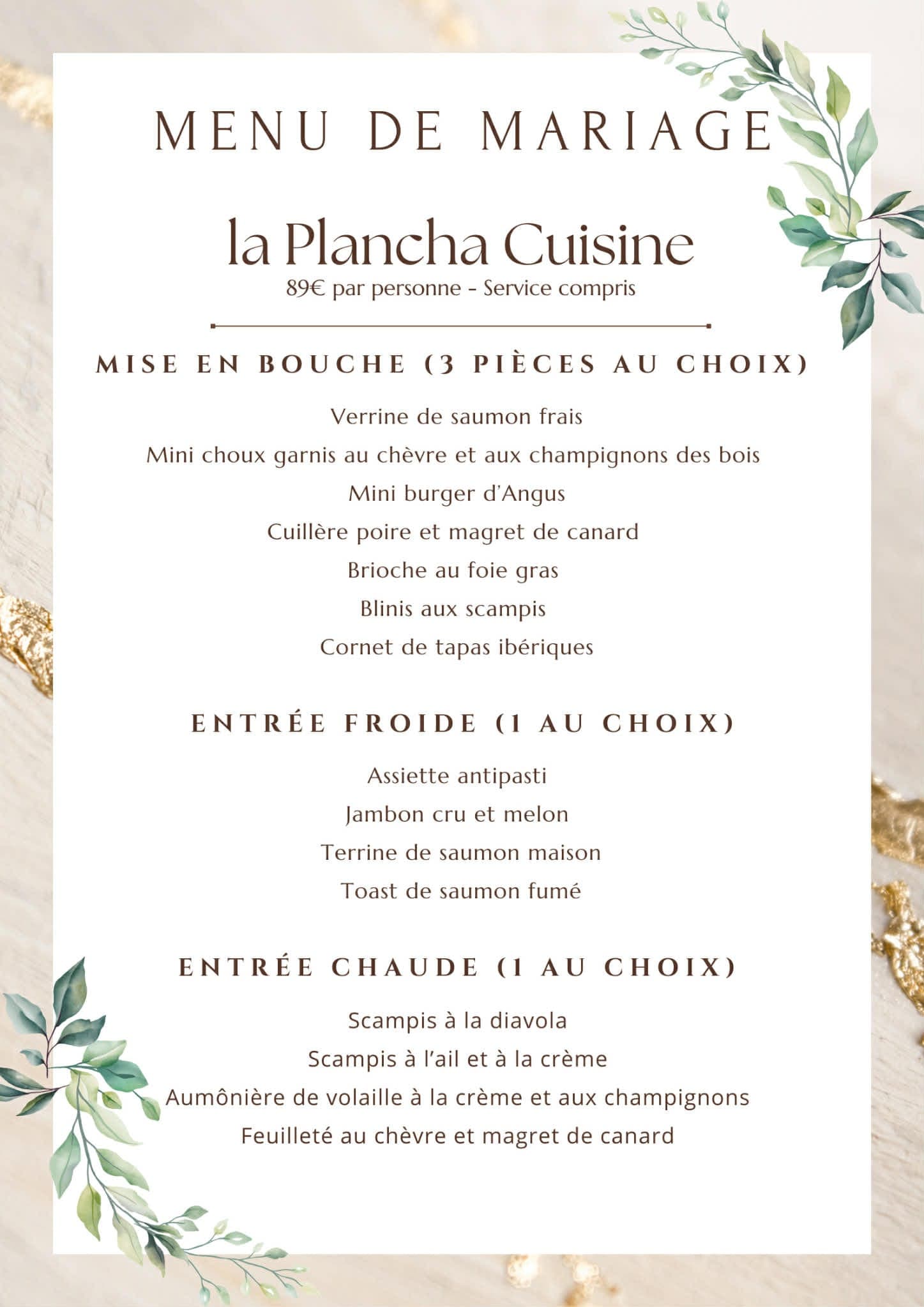 Table de mariage dressée par La Plancha Cuisine